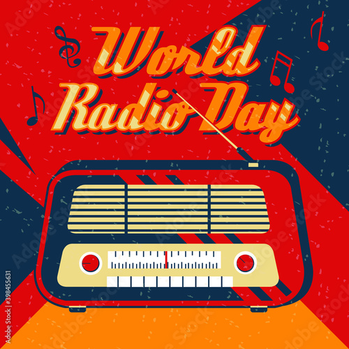 World radio background vintage design vector