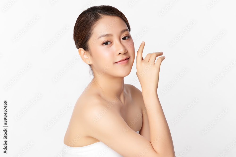 Beautiful Young asian Woman with Clean Fresh Skin, on Pink background, Face care, Facial treatment. Cosmetology, beauty and spa. Asian women portrait Beautiful Young asian Woman with Clean Fresh Skin, on Pink background, Face care, Facial treatment. Cosmetology, beauty and spa. Asian women portrait
