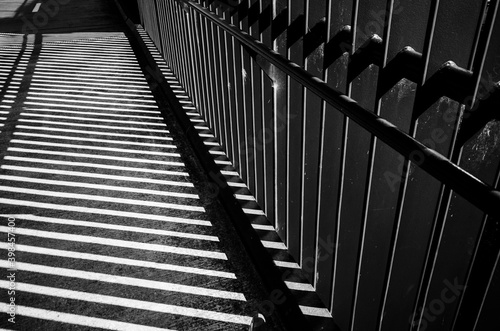 Black and white steel fence