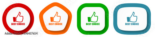 Best choice vector icon set, flat design buttons on white background