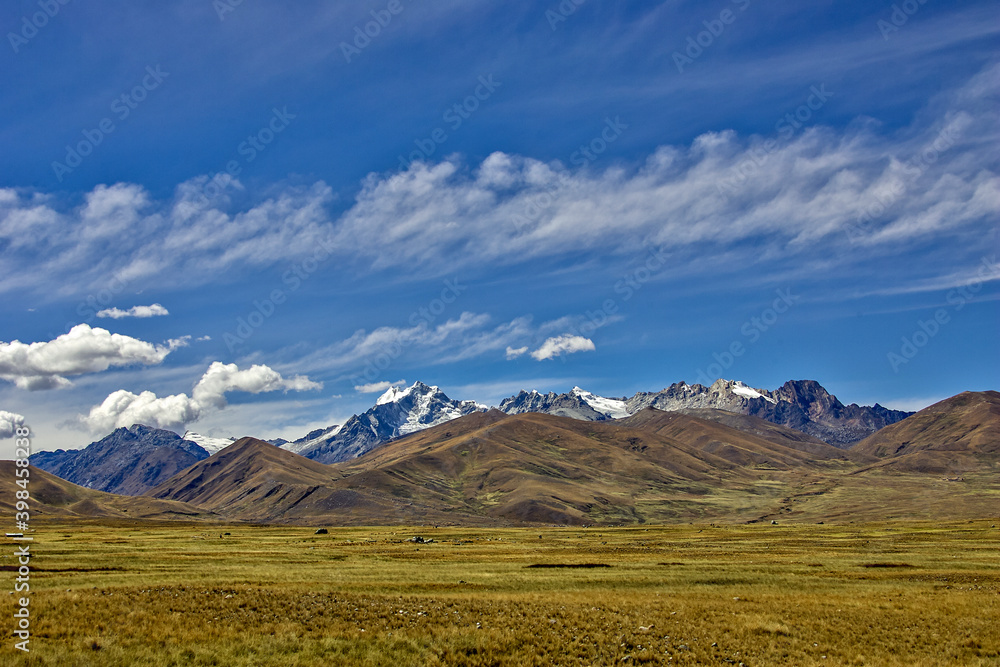 High altitude mountainous landscape in Peru