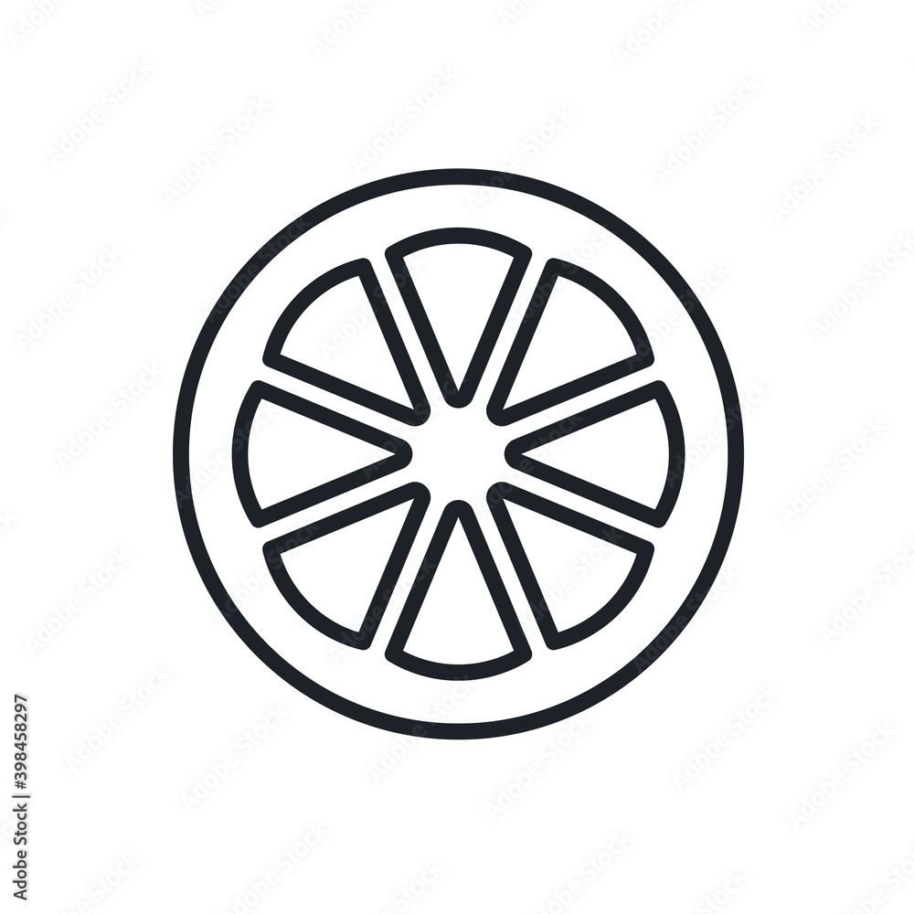 Citrus fruit icon. Vector linear icon, contour, shape, outline isolated on a white background. Thin line. Modern minimalistic design. Fruits.