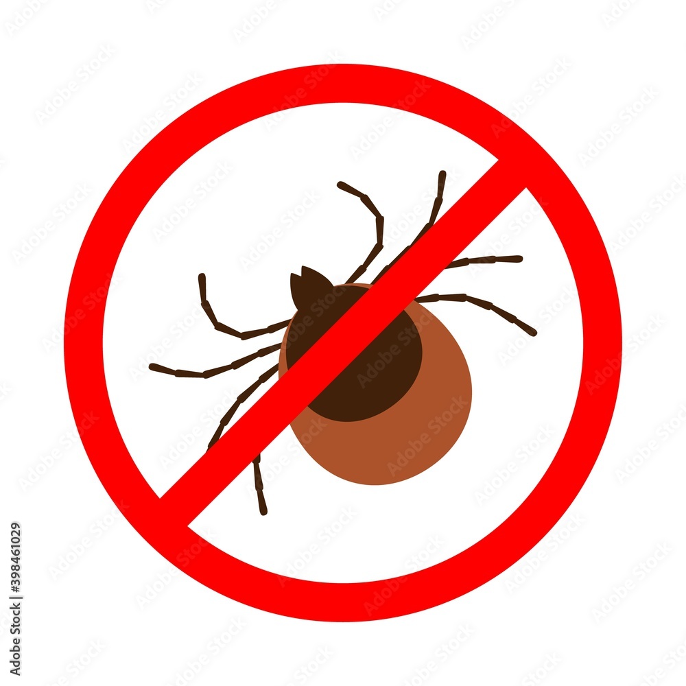Symbol parasite warning sign. Mite spider. Mite red. Mite allergy