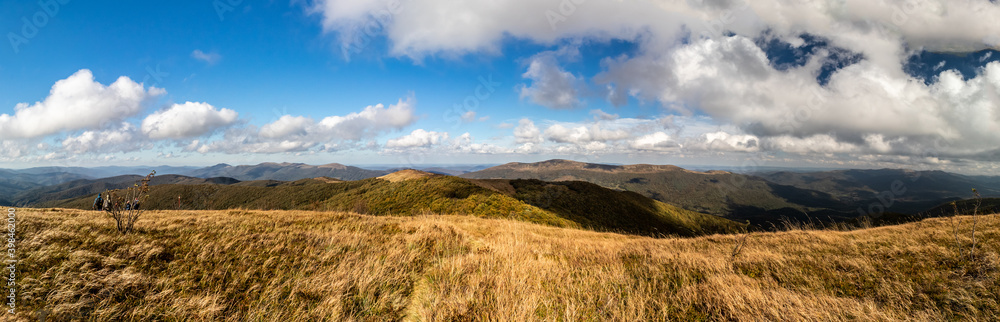 Autumn in the mountains. Bieszczady.  View from Wielka Rawka  Mountain Range