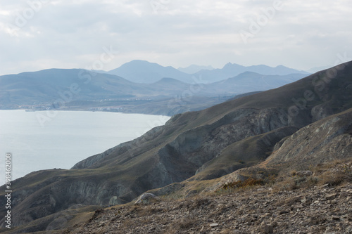 Fotografie The Crimean Mountains near Feodosia and Ordzhonikidze, the Black Sea, Eastern Crimea