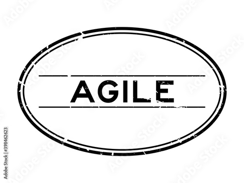 Grunge black agile word oval rubber seal stamp on white background