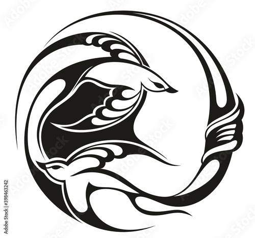 Swallow circle logo. Isolated swallow on white background