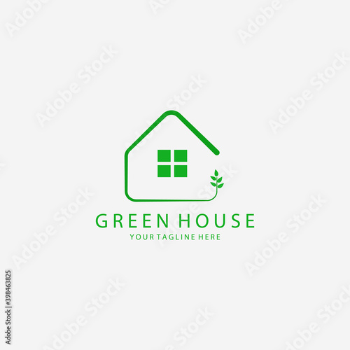 Green House Logo Vector Illustration Design Icon Art
