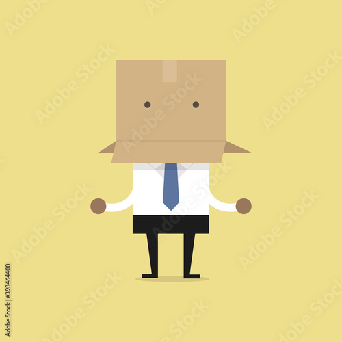 African businessman with a cardboard box on his head.