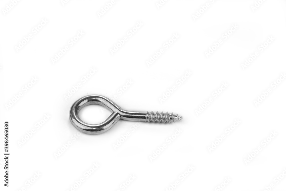 Ring hook screw on a white background Ring hook screw on a white background