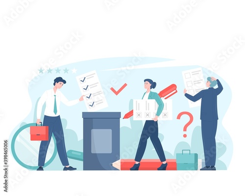 Online voting or survey concept flat