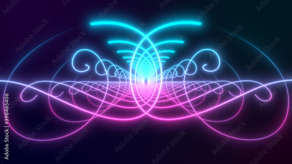 3D Rendered Modern Abstract glowing Neon Lines in Floral shape 8K 3D Rendered Modern Abstract glowing Neon Lines in Floral shape 8K