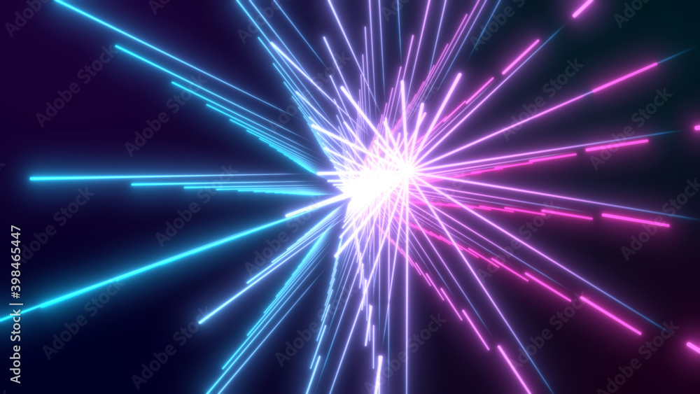 Naklejka premium 3D Rendered Modern Abstract glowing Neon Lines Random lines in 8K