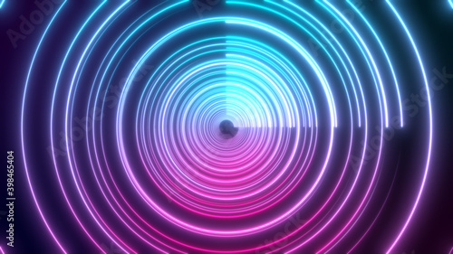 3D Rendered Modern Abstract glowing Neon Lines in circular shape 8K