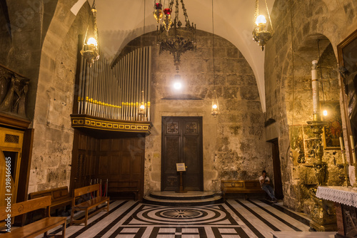 Interiors in Church of the Holy Sepulcher, also  the Church of the Resurrection or Church of the Anastasis, in Old City of Jerusalem photo
