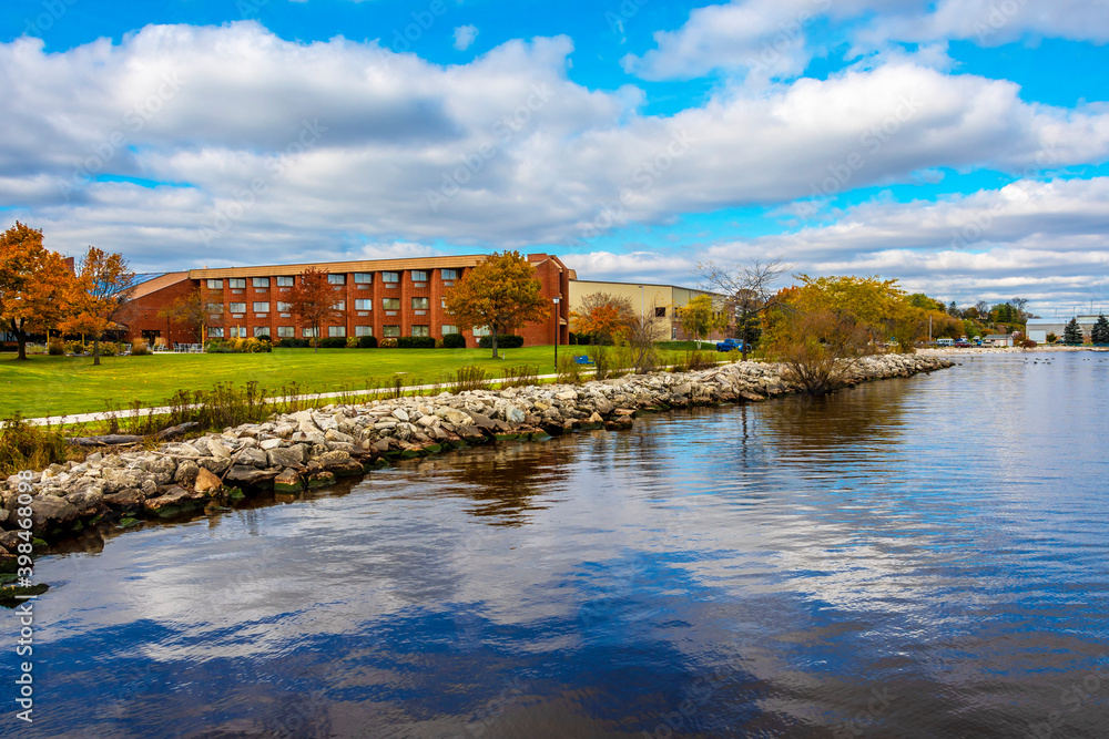 Fototapeta premium Manitowoc Town coastline view in Wisconsin of USA