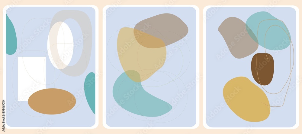A set of creative minimalist multi-colored illustrations for wall decoration, card design, banner, cover.