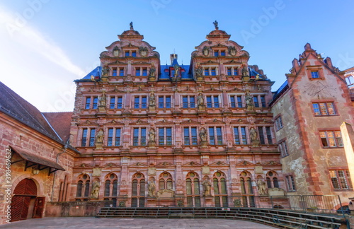 Interiror architecture of Heidelberg ruin castle by day, Germany