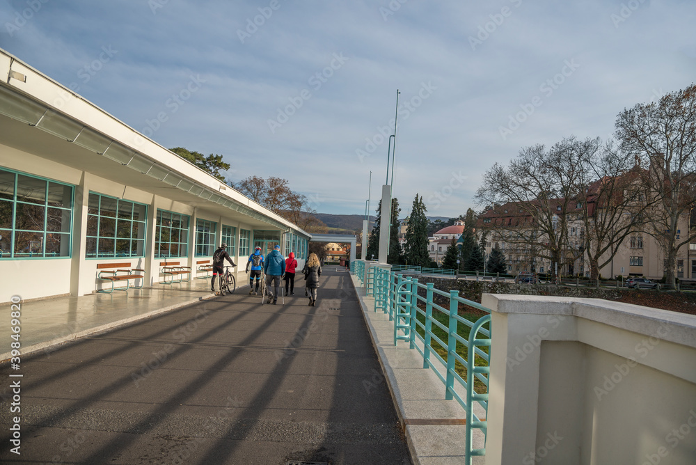 Bridge for pedestrian in Piestany spa town in Slovakia Bridge for pedestrian in Piestany spa town in Slovakia