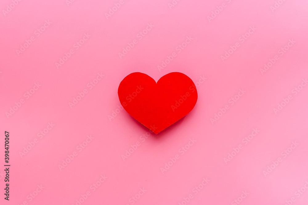 Love concept. Heart made of red paper, top view Love concept. Heart made of red paper, top view