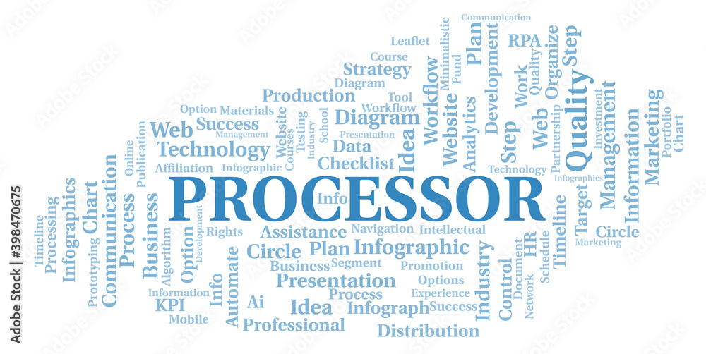 Obraz premium Processor typography word cloud create with the text only.