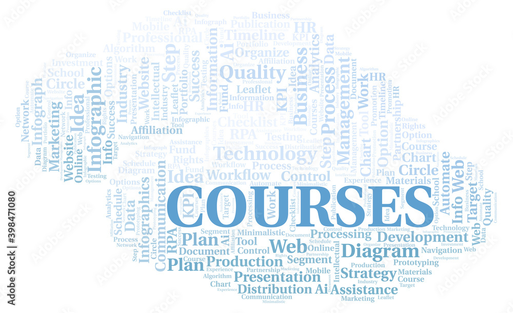 Obraz premium Courses typography word cloud create with the text only.
