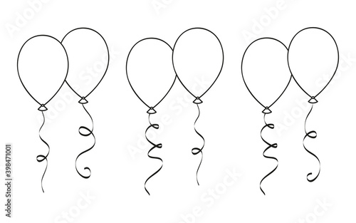 balloons for coloring book isolated on white background vector illustration EPS10
