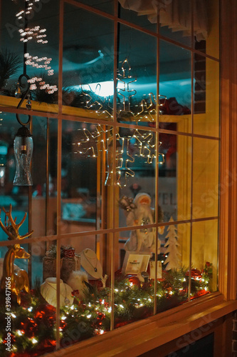 Christmas Window Store Front On A Dark Street During At Night In Dover NH (New Hampshire) © Loud Canvas Media