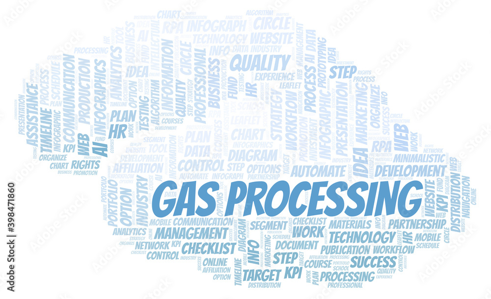 Gas Processing typography word cloud create with the text only. Gas Processing typography word cloud create with the text only.
