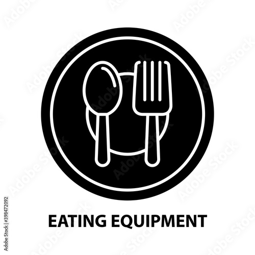 eating equipment icon, black vector sign with editable strokes, concept illustration