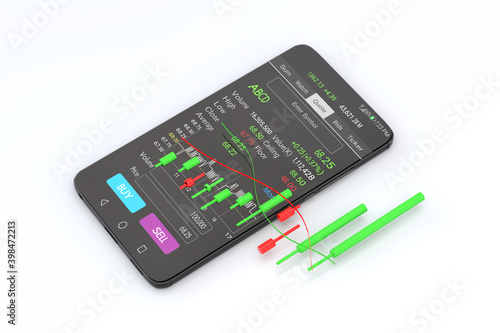 Stock Signal, Buy Signal, Sell Signal, Mobile foreign exchange trading - 3d render illustrator