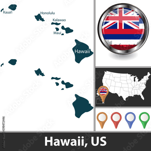 Map of Hawaii, US