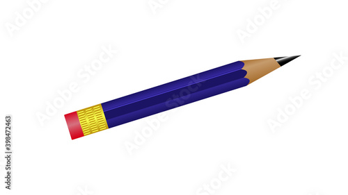 Realistic pencil sharpened with a red rubber band