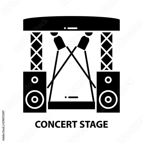 concert stage icon, black vector sign with editable strokes, concept illustration