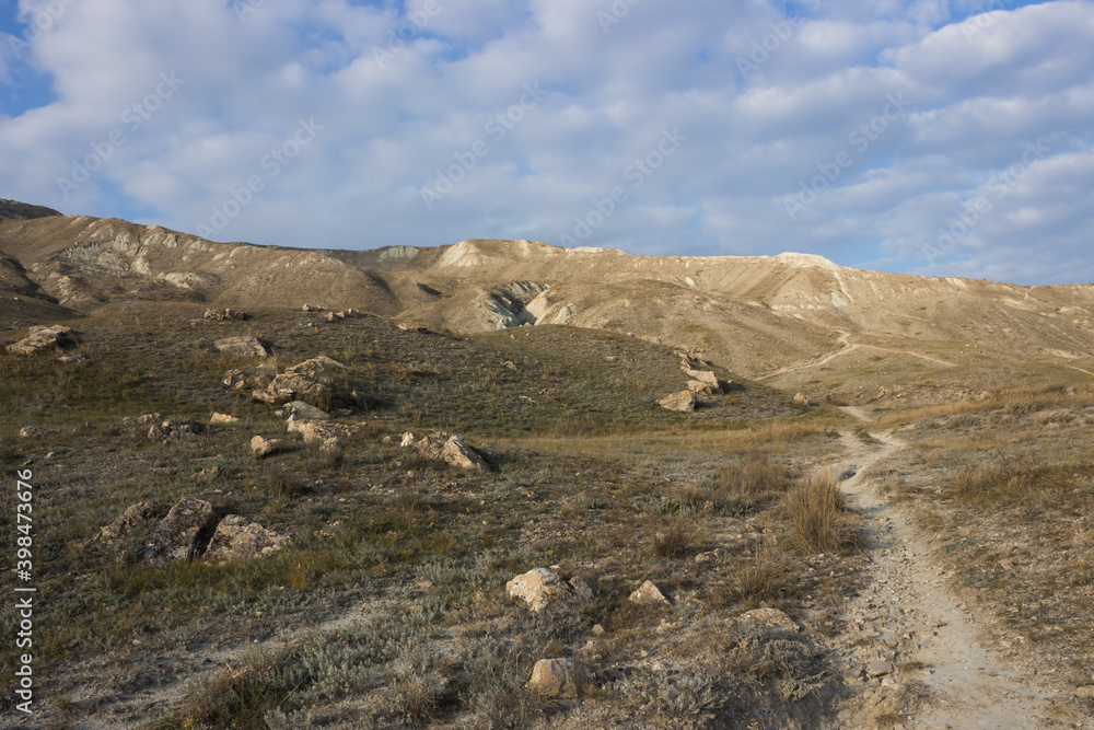 The Crimean Mountains near Feodosia and Ordzhonikidze, the Black Sea, Eastern Crimea. The Crimean Mountains near Feodosia and Ordzhonikidze, the Black Sea, Eastern Crimea.
