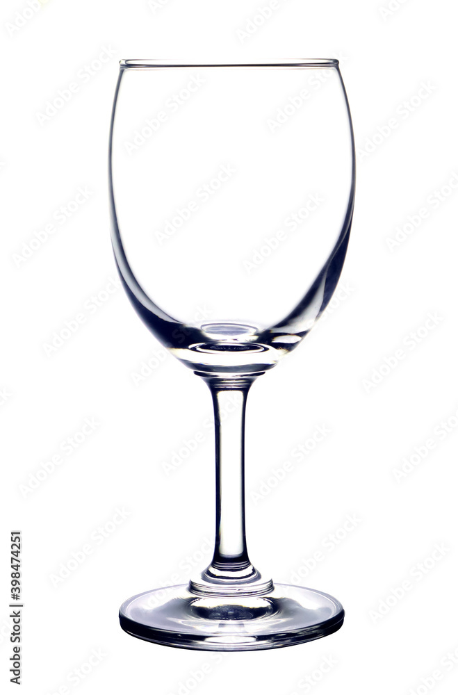 Silhouette of an empty wine glass For adding water or alcoholic beverages isolated on white background