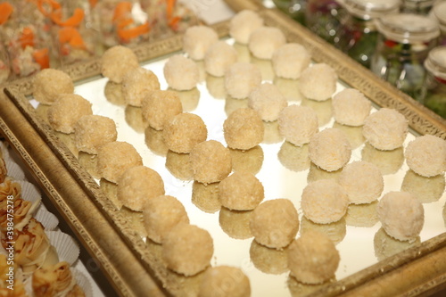Assorted canapes on a festive table