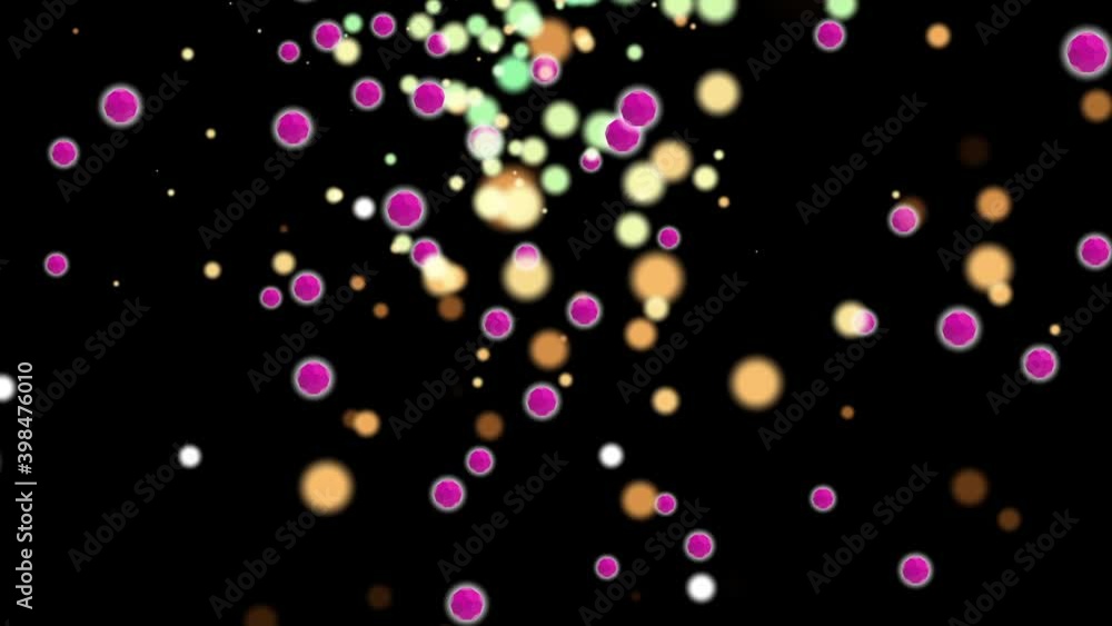 Abstract red particles, green, yellow in the form of balls of different diameters, a crimson polyhedron on a black background of outer space create a festive atmosphere. New Year. Christmas. 3d illust Abstract red particles, green, yellow in the form of balls of different diameters, a crimson polyhedron on a black background of outer space create a festive atmosphere. New Year. Christmas. 3d illust