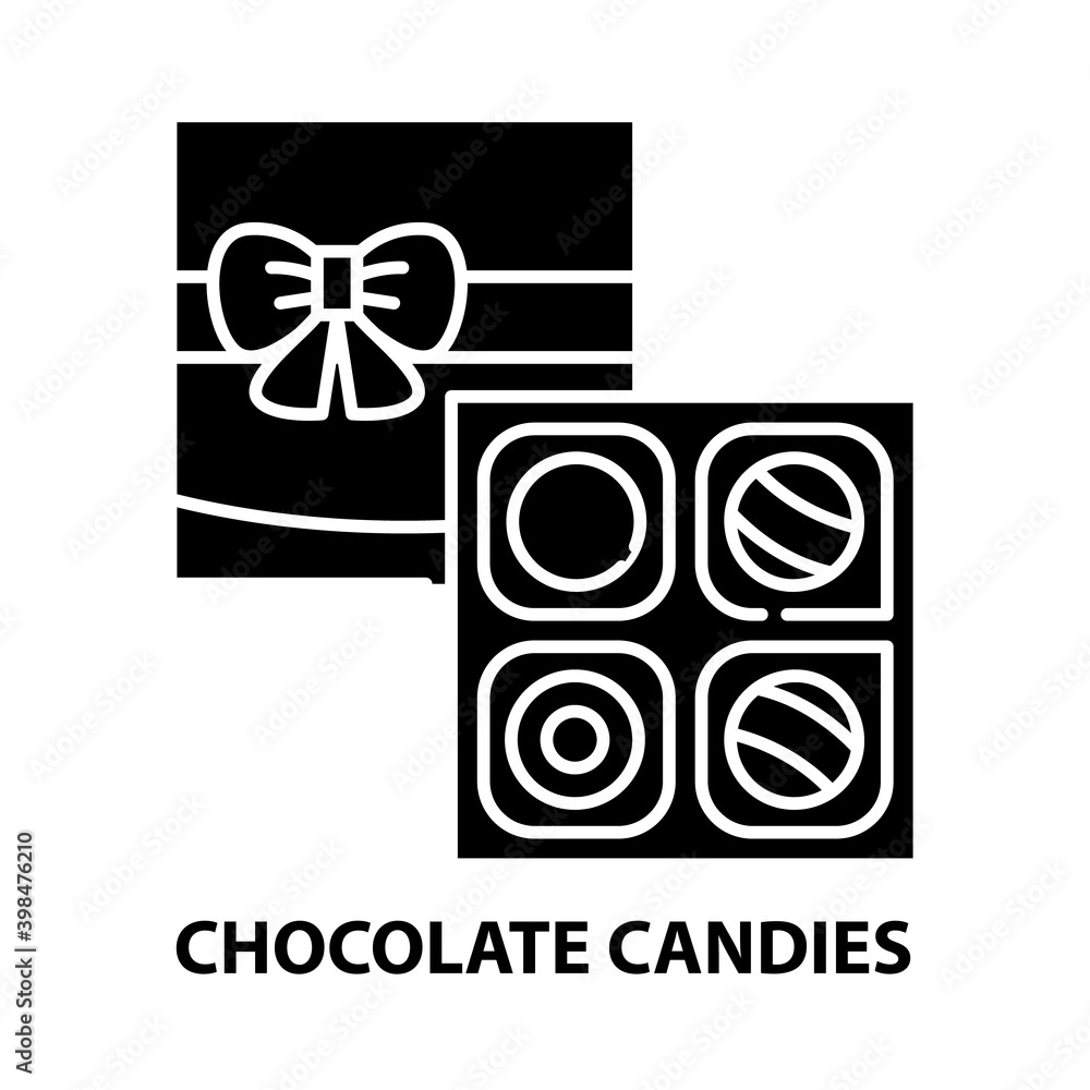 chocolate candies icon, black vector sign with editable strokes, concept illustration