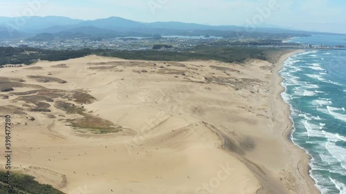 Tottori Sand Dunes, Aerial Tilt Revealing Shot
