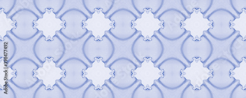 Portuguese Tile. Geometric Pattern. Majolica Ceramic Tile. Watercolor Italian Tile. Floral Ornament. Classic Arabesque Ornament. Seamless Mexican Ornament. Indigo Design. Blue Antique Texture.