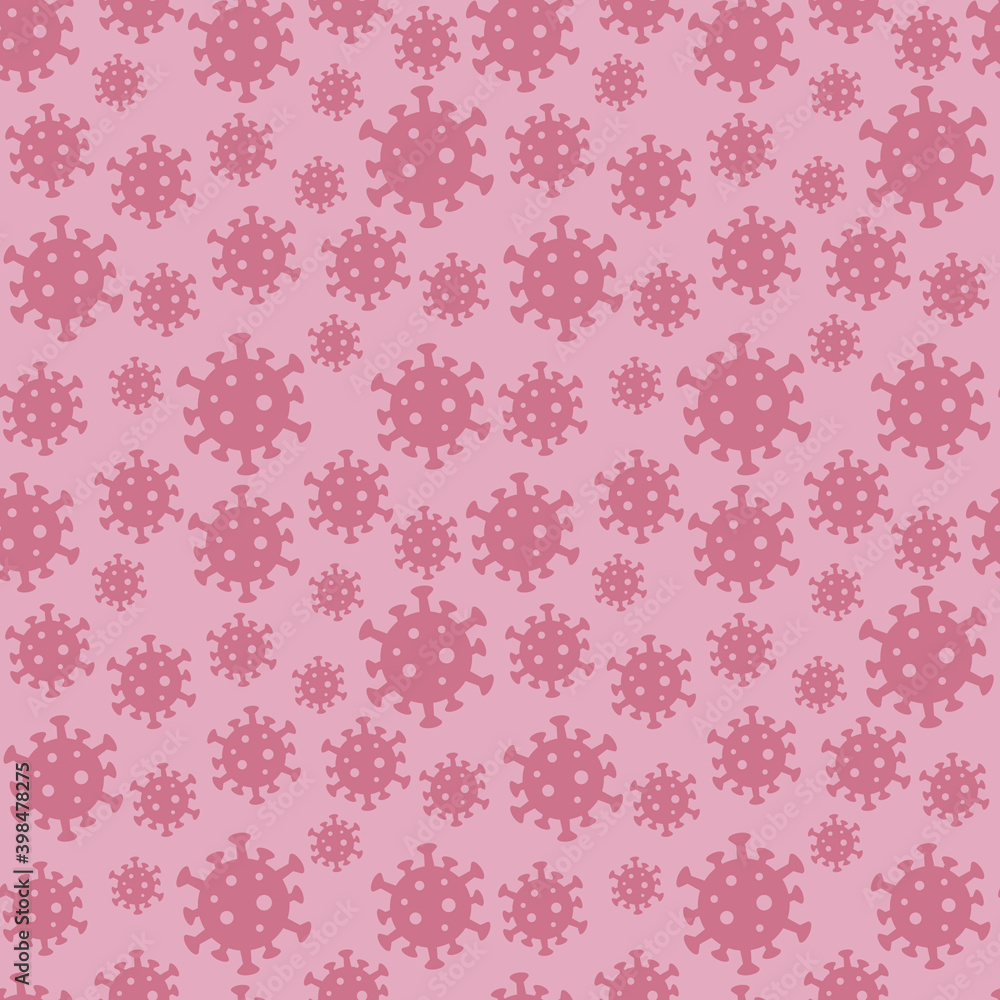 Vector pattern with the image of the coronavirus. Background for banners and websites. Pattern with coronavirus cells. Red background. Vector pattern. Flat illustration. Viral pandemic. Vector pattern with the image of the coronavirus. Background for banners and websites. Pattern with coronavirus cells. Red background. Vector pattern. Flat illustration. Viral pandemic.