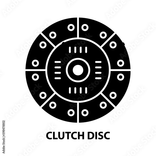 clutch disc icon, black vector sign with editable strokes, concept illustration