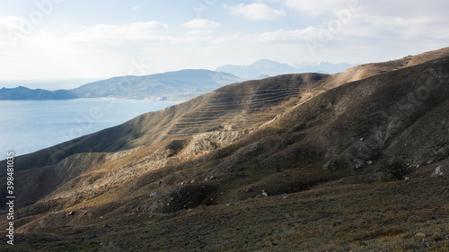 The Crimean Mountains near Feodosia and Ordzhonikidze  the Black Sea  Eastern Crimea.