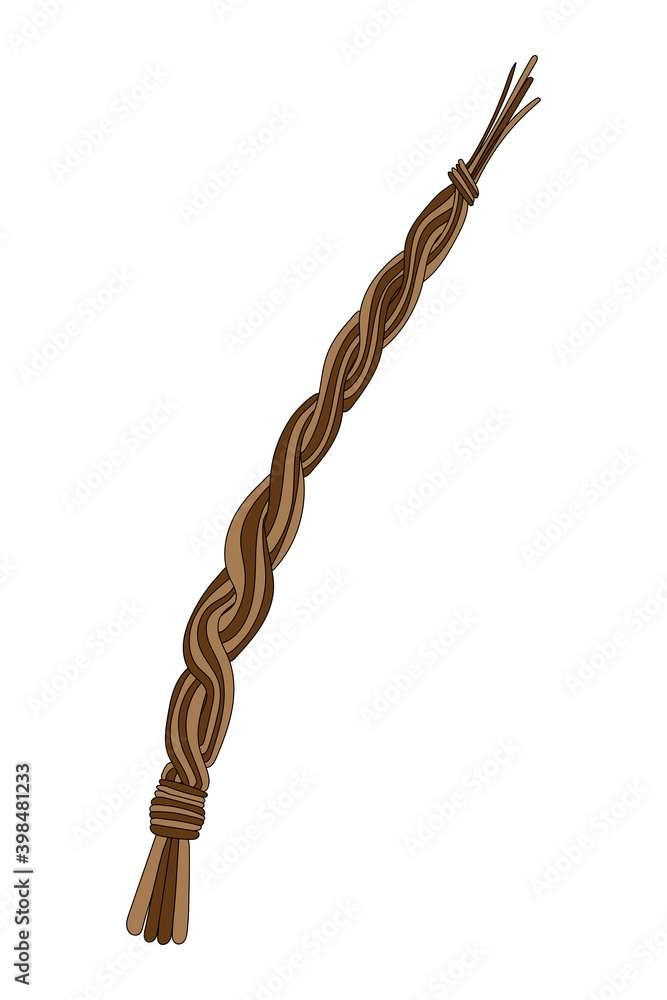 Hand drawn Easter decoration - Pomlazka - Czech traditional Easter wicker willow whip. Vector stock illustration isolated on white background.