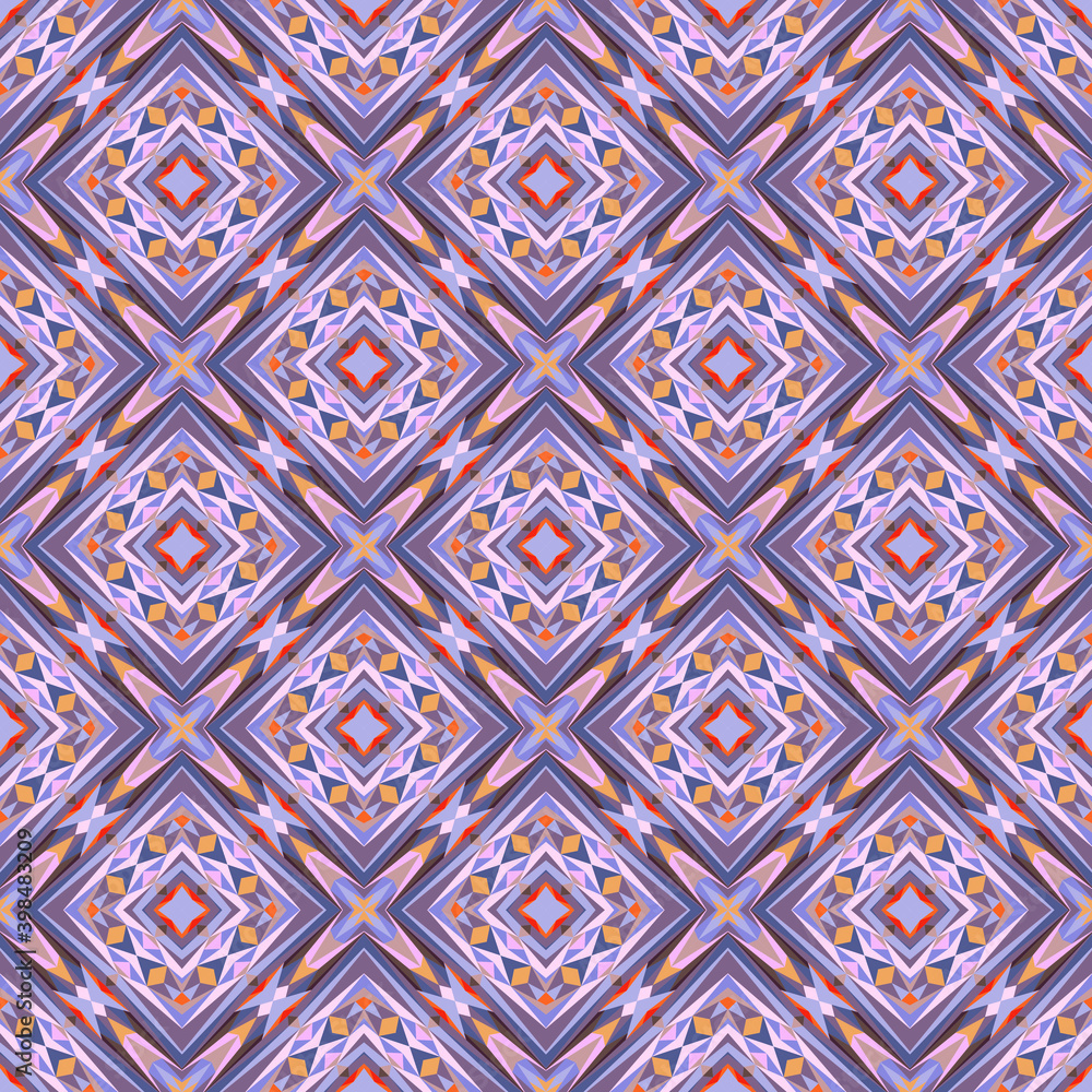 Geometric seamless pattern, abstract colorful background, fashion print, vector texture.