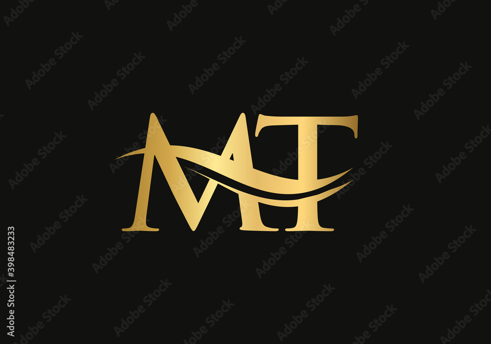 Letter MT Logo Design for business and company identity. Creative MT letter with luxury concept. Water Wave MT Logo Vector.  - obrazy, fototapety, plakaty 