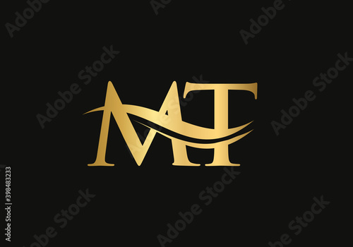 Letter MT Logo Design for business and company identity. Creative MT letter with luxury concept. Water Wave MT Logo Vector.  photo