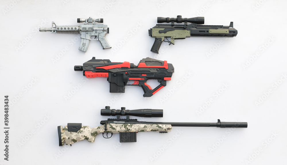 toy automatic weapon isolated on white background toy automatic weapon isolated on white background