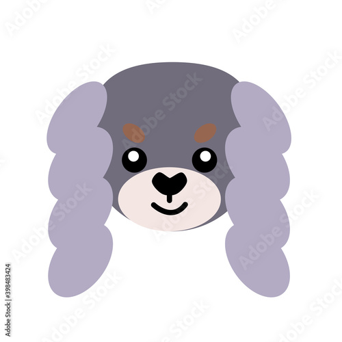 Vector icon portrait of a small dog drawn in the style of flat. Cute Pekingese dog logo. Vector illustration in cartoon style. Toy dog